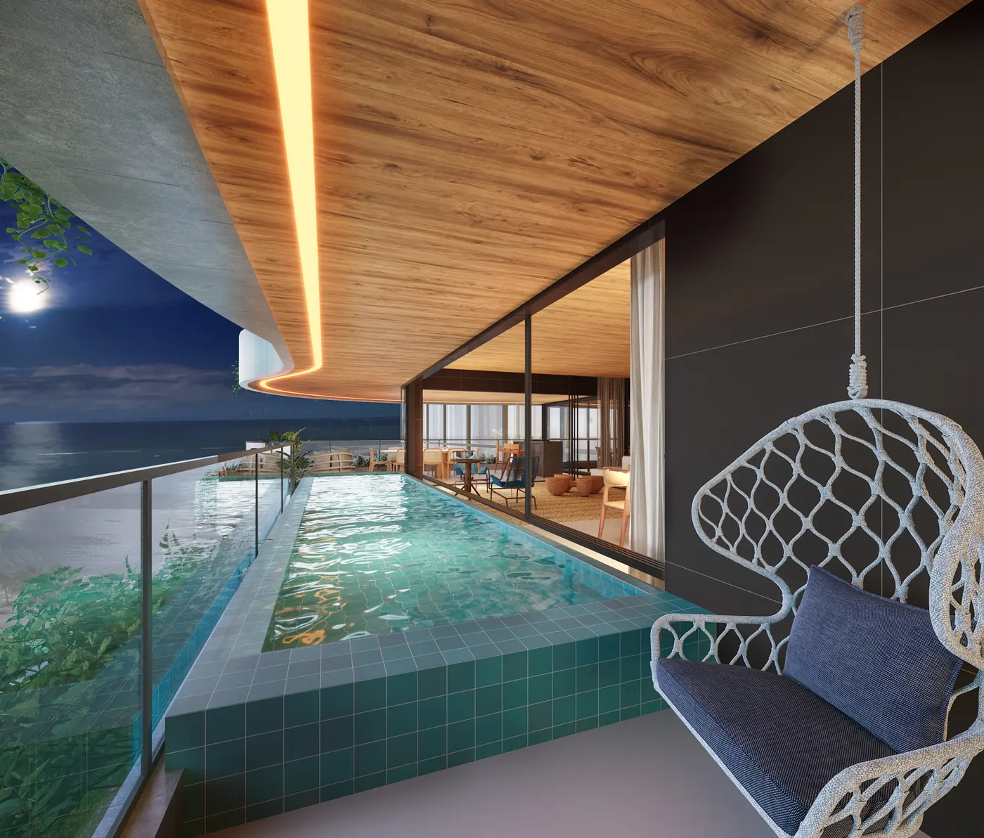 Piscina privativa na varanda de um apartamento do América Veiga