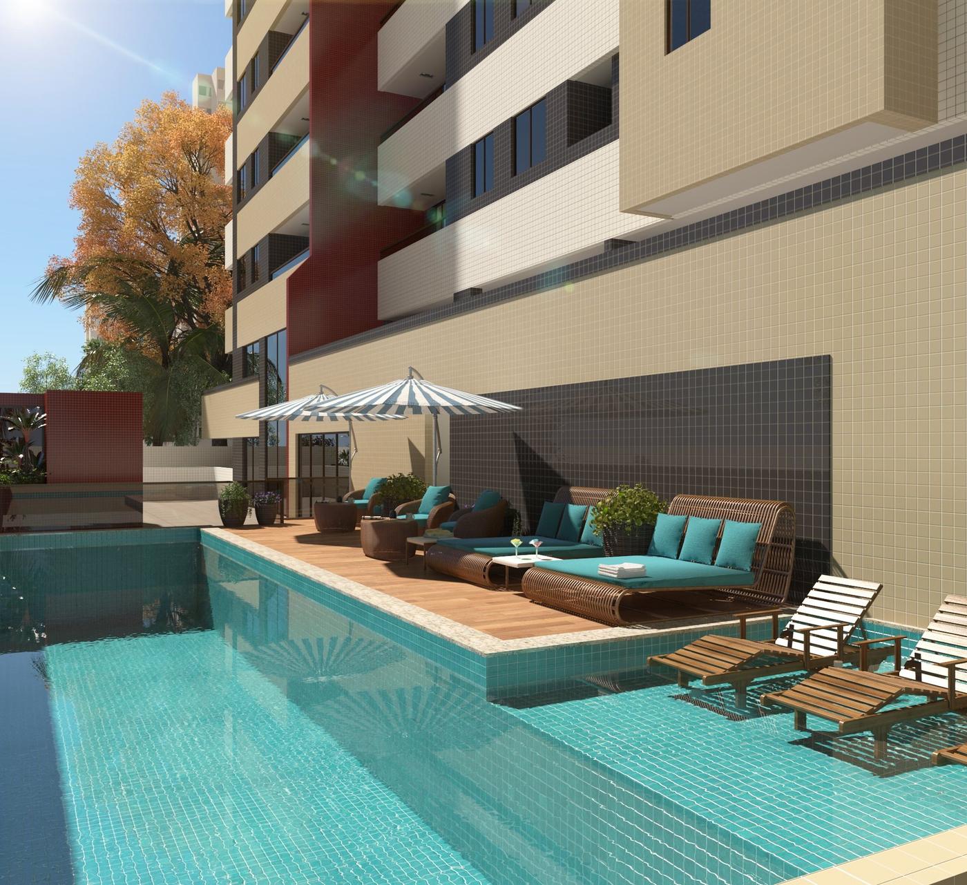 Piscina com prainha do Ethos Residence 2