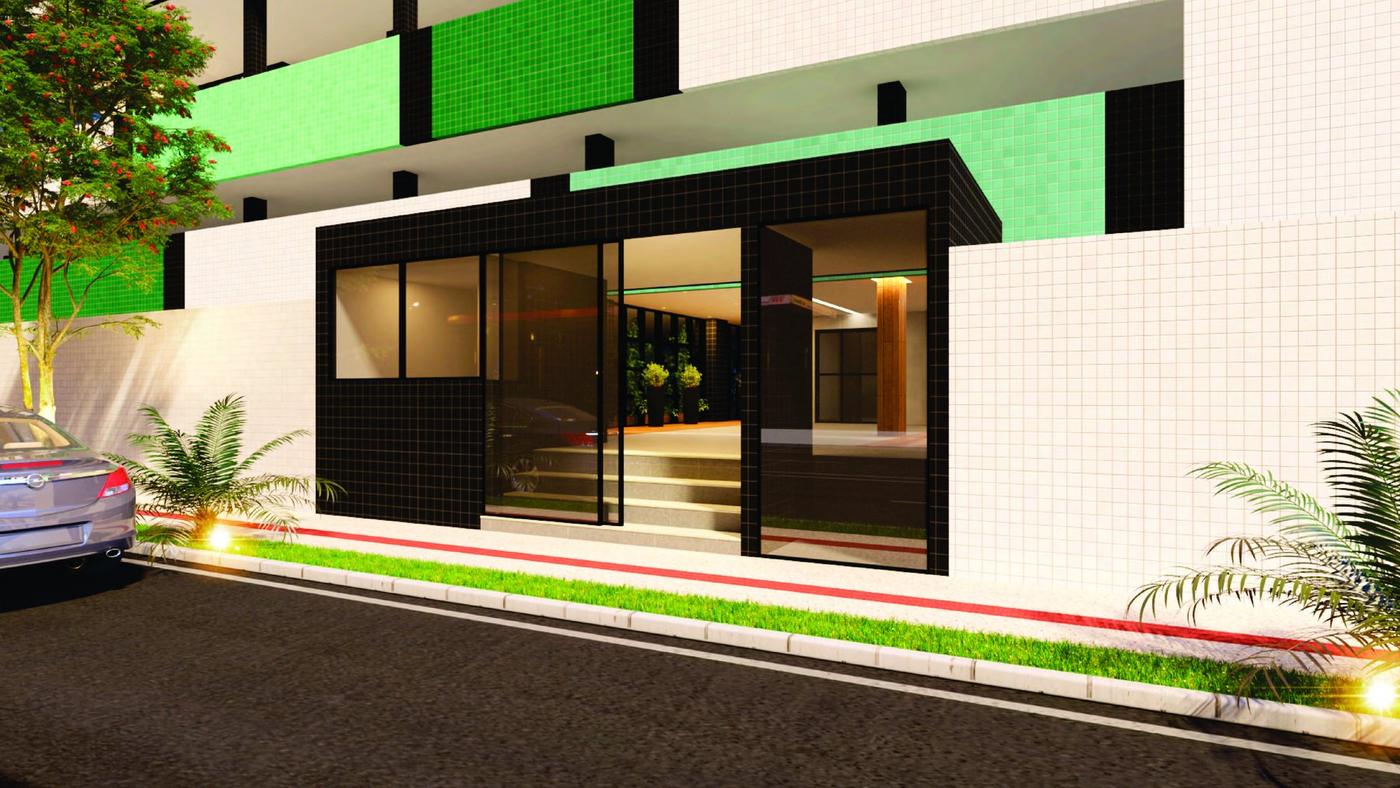 Fachada e guarita do Lounge Residence, em Cruz das Almas