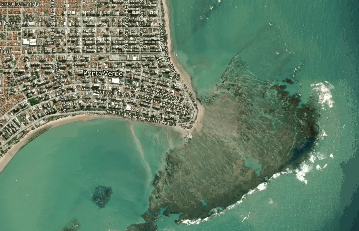 Mapa da região do América Veiga, em Ponta Verde, Maceió — Alagoas
